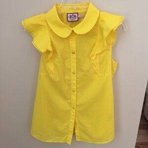 Juicy Couture Yellow Ruffle Sleeve Tank Top